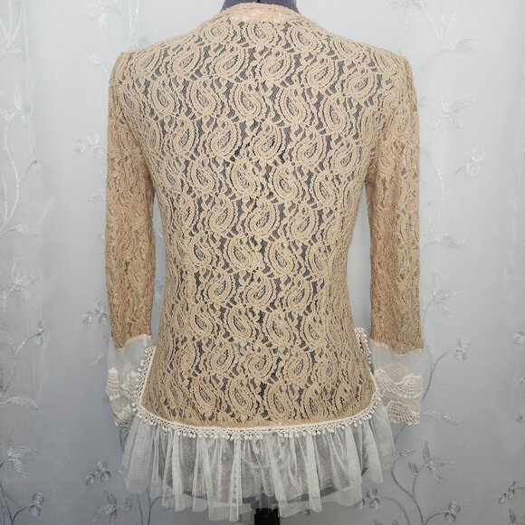 A'Reve Lace Button-up Cardigan/Blouse with Ruffled Accent - Picture 3 of 11